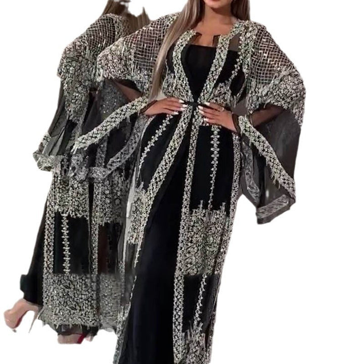 Damen Abendkleid aus Chiffon mit Spitzen- und Paillettenverzierungen