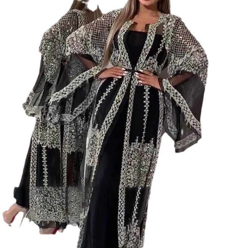 Damen Elegantes Abendkleid mit kunstvollen Spitzen- und Paillettenverzierungen WW