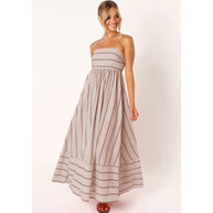 Damen Maxikleid aus gestreiftem Baumwollstoff WW