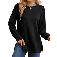 Damen Bequemer Langarm-Sweater mit Seitenschlitzen WW