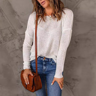 Damen bequemer Strickpullover mit weitem Schnitt und lässiger Silhouette WW