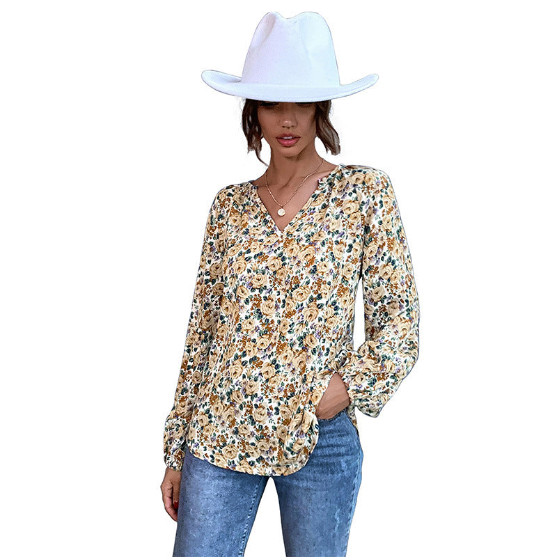 Damen Bluse mit floralem Design und eleganten Puffärmeln WW