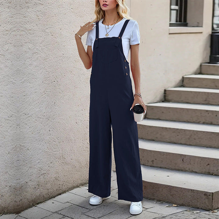 Damen Latzhose im relaxierten Palazzo-Stil mit praktischen Taschen und verstellbaren Trägern W&W Mode