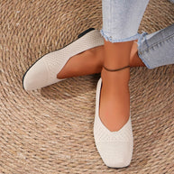Damen atmungsaktive Ballerinas mit elegantem Lochmuster und rutschfester Sohle WW