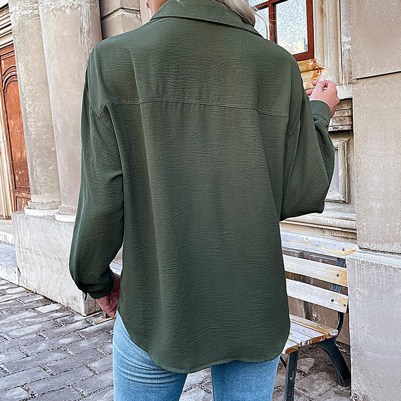 Damen Bluse mit lässigem Schnitt und dekorativen Knopfdetails WW