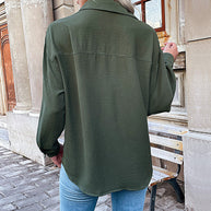 Damen Bluse mit lässigem Schnitt und dekorativen Knopfdetails WW