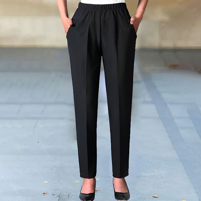 Damen Elegante Stoffhose mit elastischem Bund und praktischen Taschen W&W
