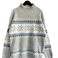 Damen Strickpullover mit geometrischem Muster und hohem Kragen WW