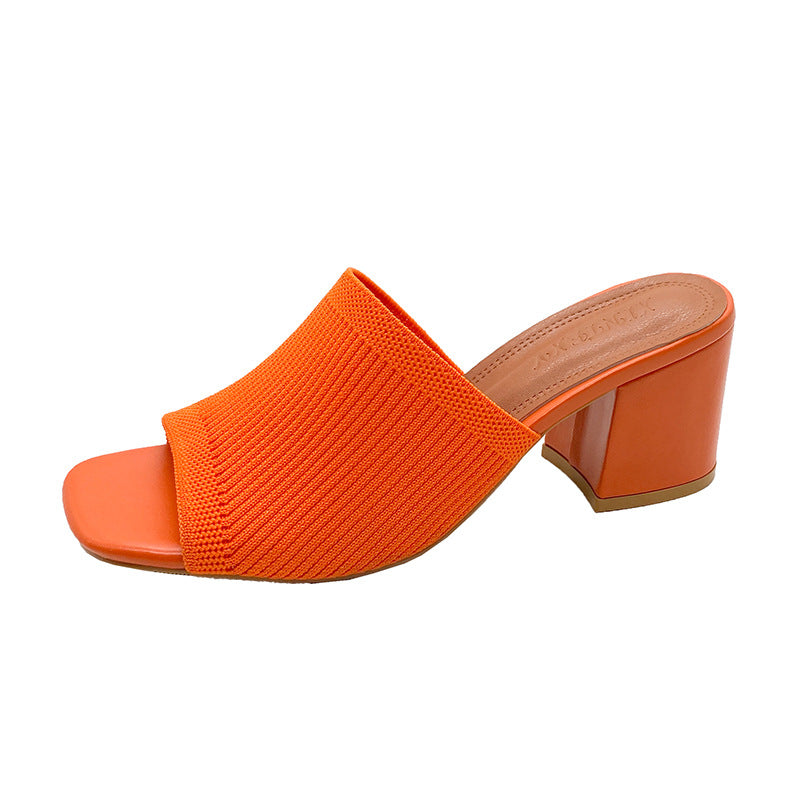 Damen Mules mit strukturiertem Obermaterial und stabilem Blockabsatz WW