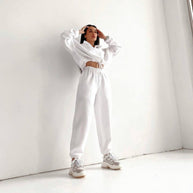 Damen bequeme Fleece-Loungejacke mit verkürztem Reißverschluss und elastischem Bund WW