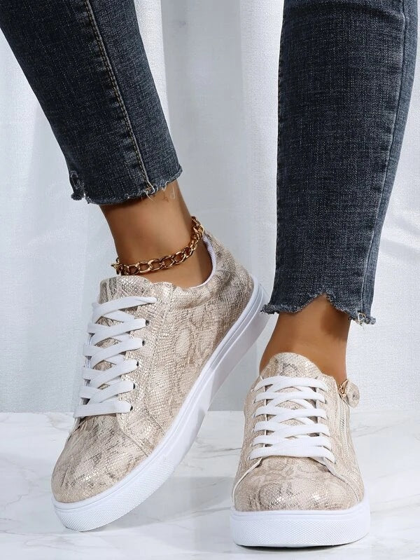 Damen Schuhe im modischen Schlangenleder-Look mit komfortabler Sohle WW