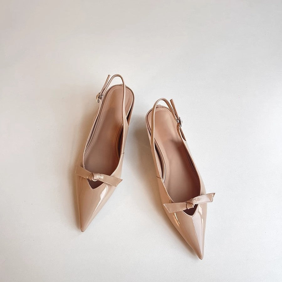 Damen Slingback Ballerinas mit spitzer Zehenpartie und dekorativem Bogen WW