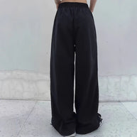 Damen Sportliche Weite Hose mit seitlichen Streifen und elastischem Bund WW