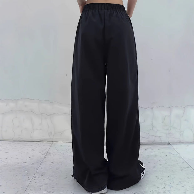 Damen Sportliche Weite Hose mit seitlichen Streifen und elastischem Bund WW