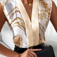 Damen Seidenbluse mit abstraktem Druck WW