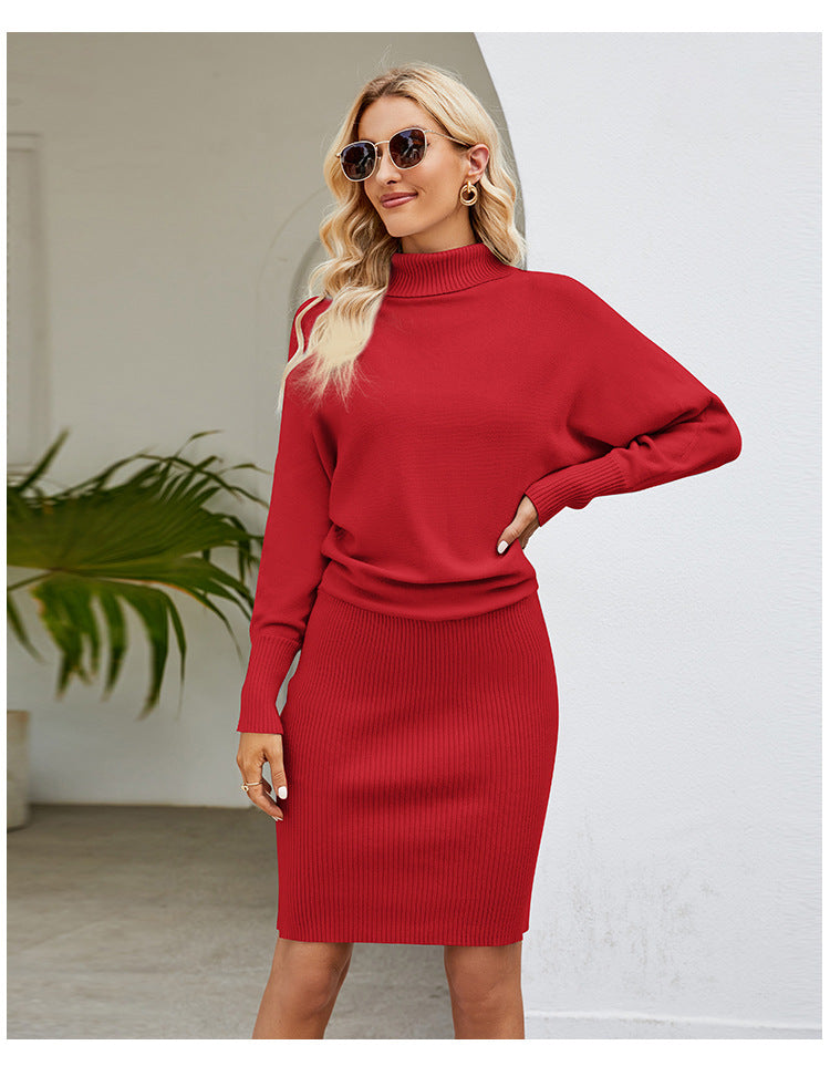 WW | Langes Slim-Fit Hochkragen Kleid