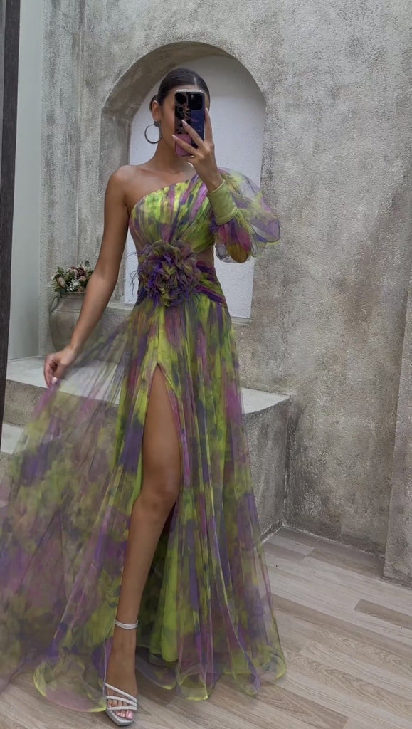 WW | Blumendruck Große Saum Blumenkleider Langes Kleid