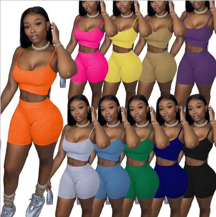 Damen Sportliches Set mit kurzem Oberteil und Radlerhose WW