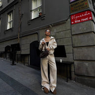 Damen sportlicher Fleece-Hoodie und lässige Jogginghose Set WW