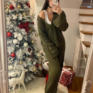 Damen Strickanzug mit weiten Ärmeln und Knopfleiste WW