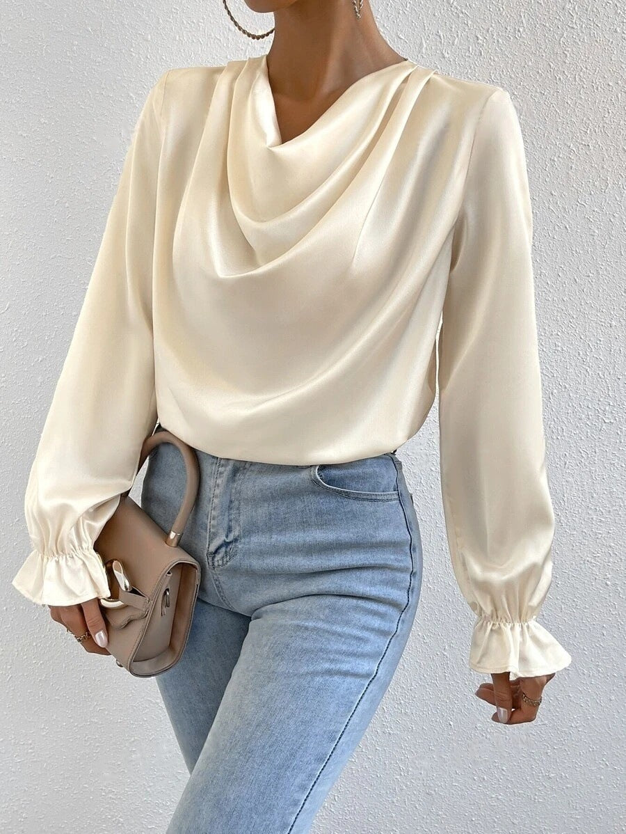 WW | Satin Langarmbluse Top