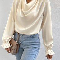 WW | Satin Langarmbluse Top