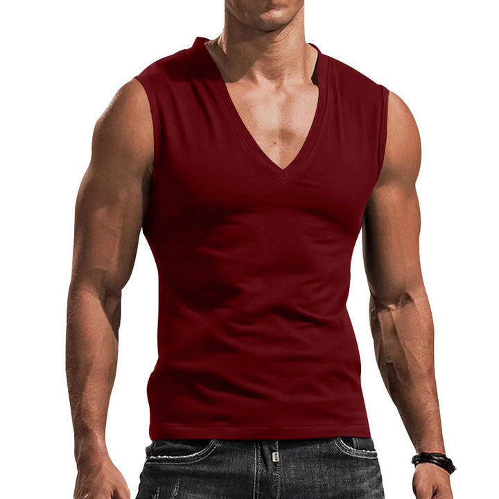 Herren ärmelloses V-Ausschnitt T-Shirt aus atmungsaktivem Material W&W Mode