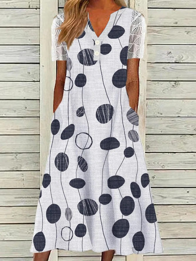 Damen Maxi-Kleid mit floralem Design und praktischem Knopfverschluss WW
