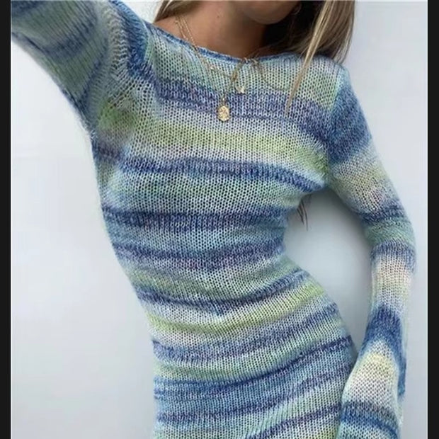 Damen Pulloverkleid mit weitem Schnitt und modernen Rüschendetails WW