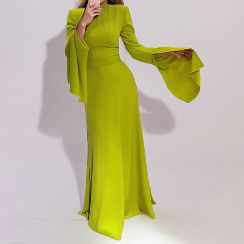 Damen Maxikleid mit schulterfreiem Design und eleganten Glockenärmeln W&W Mode