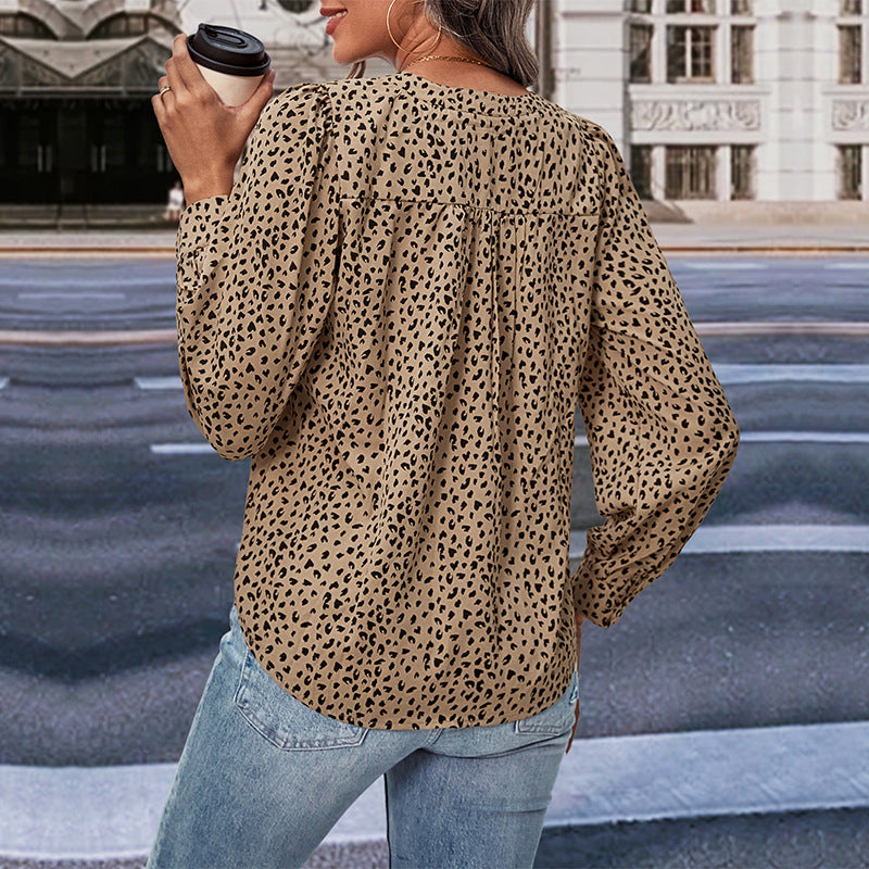 Damen Bluse mit modernen Punkte-Design und eleganten Rüschen WW
