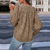 Damen Bluse mit modernen Punkte-Design und eleganten Rüschen WW
