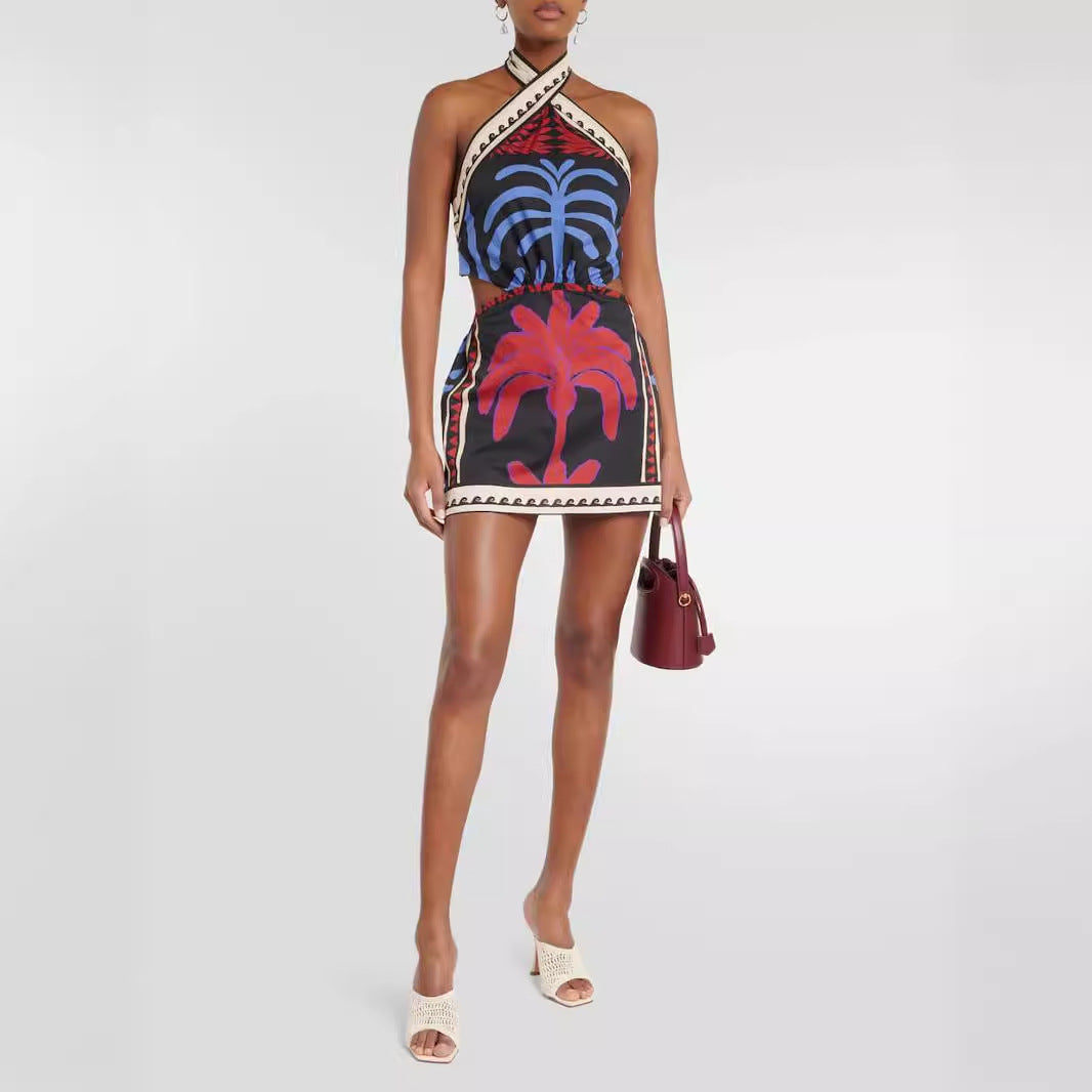 Damen Cut-Out Maxikleid mit asymmetrischem Design und floralen Mustern WW