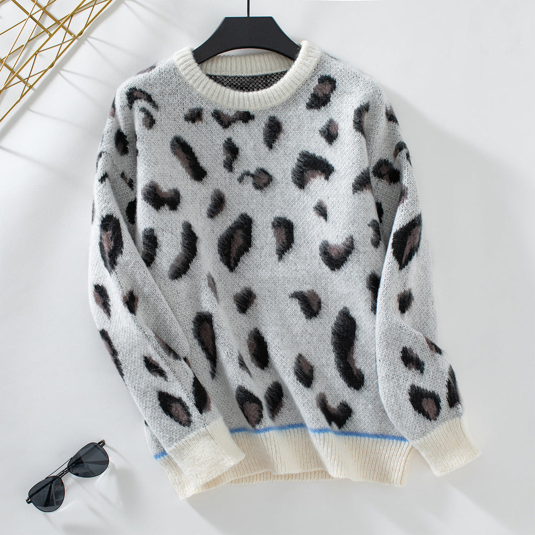 W&W Mode Leopard Jacquard-Fleece-Pullover