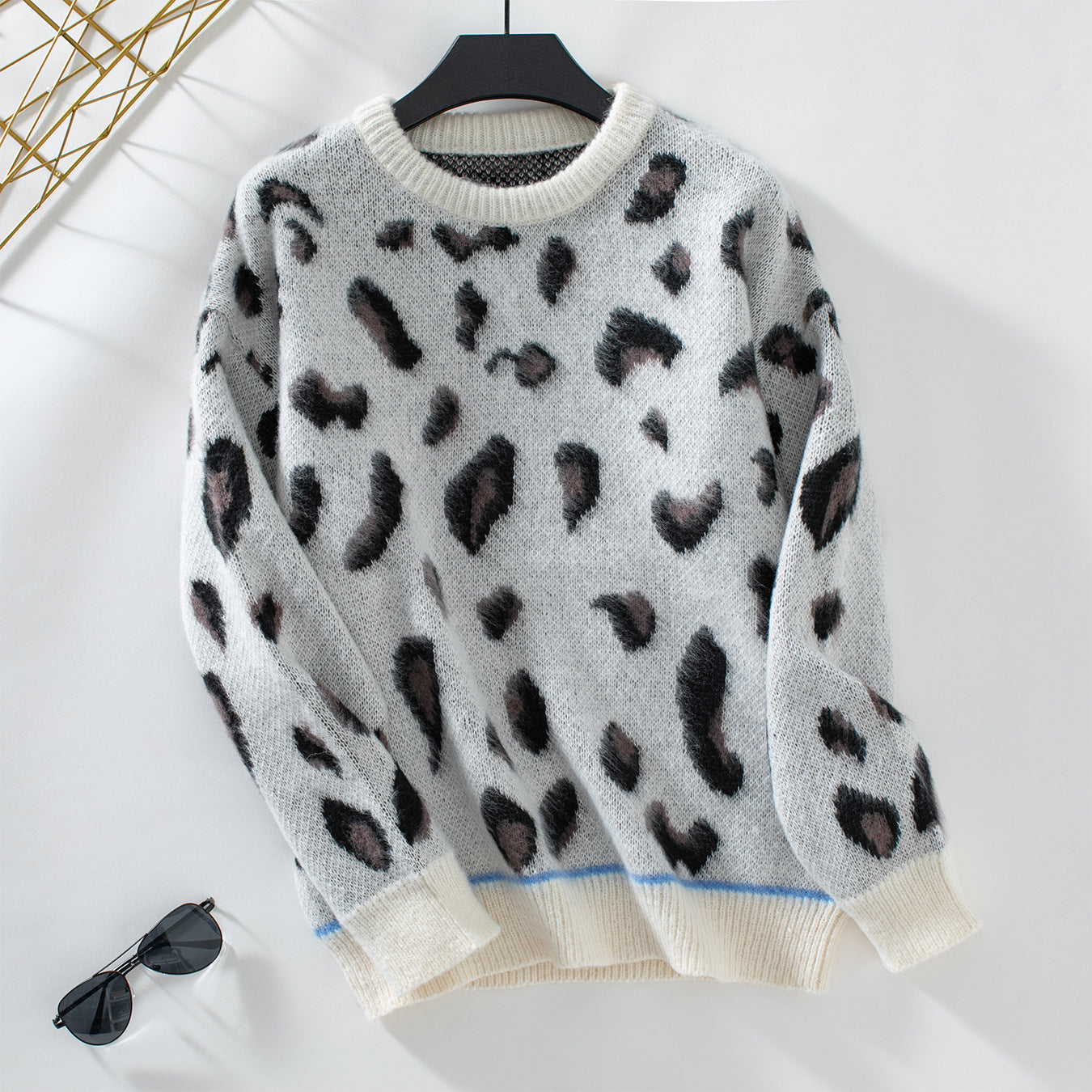 WW Leopard Jacquard-Fleece-Pullover