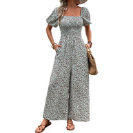 Damen Blumiger Overall mit weitem Bein WW