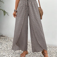 Damen weite Sommerhose mit elastischem Bund und floralem Design WW