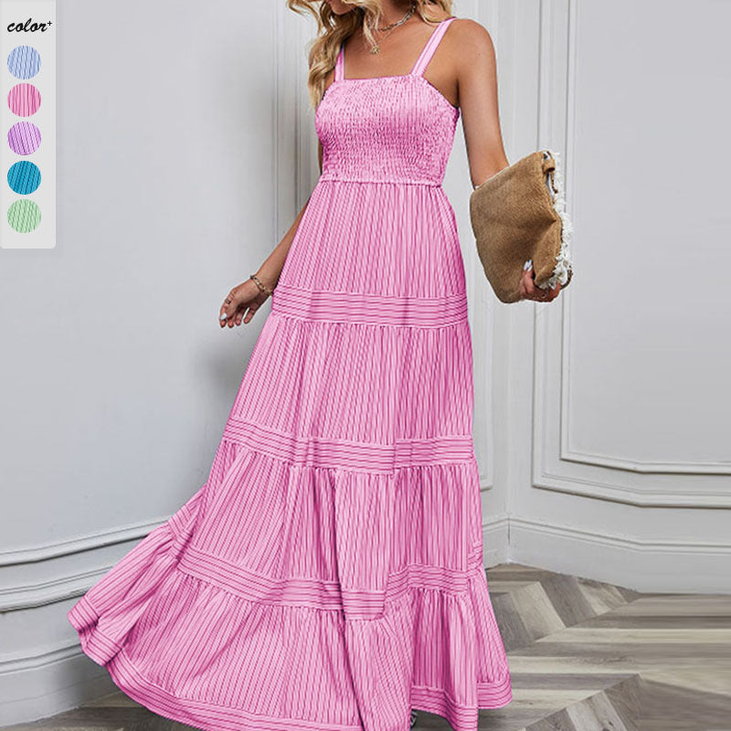 Damen Sommermaxikleid mit gerafftem Oberteil und asymmetrischem Saum WW