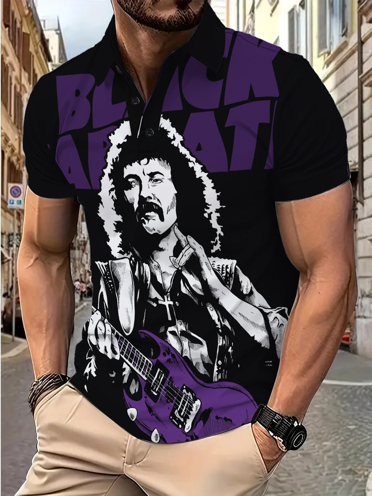 Herren Poloshirt mit beeindruckendem Rockgrafikdesign und Stickdetails WW