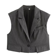 Damen weite Business-Hose mit elastischem Bund und feinen Streifen WW
