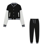 Damen Sportliches Set mit cropped Jacke und Jogginghose im modernen Look WW