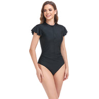 Damen Schwimmanzug mit Reißverschluss und stylischen Rüschendetails WW