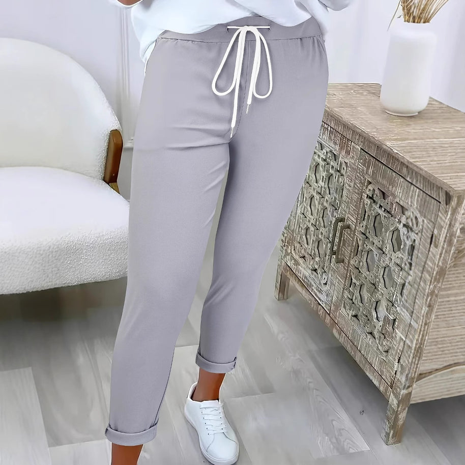 Damen Bequeme Freizeithose mit verstellbarem Kordelzug und lässigem Schnitt WW