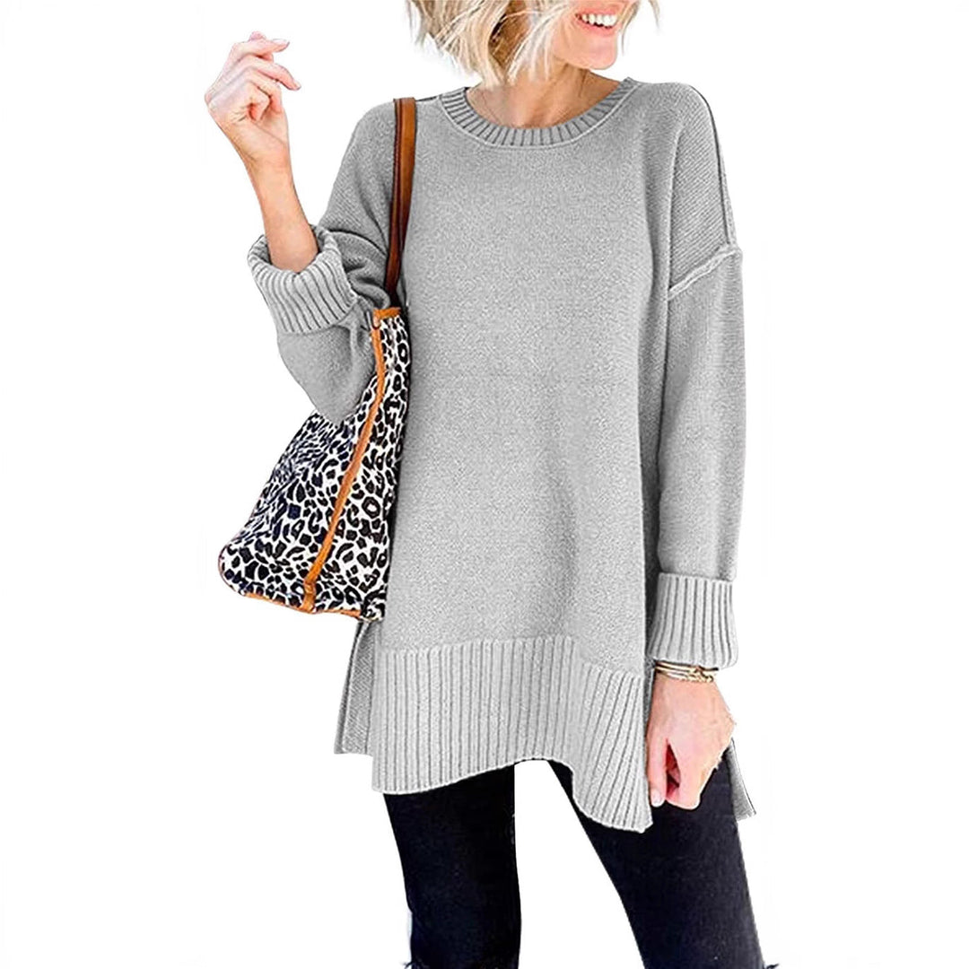 Damen lässiger Pullover mit asymmetrischem Saum und strukturiertem Rippdesign W&W Mode