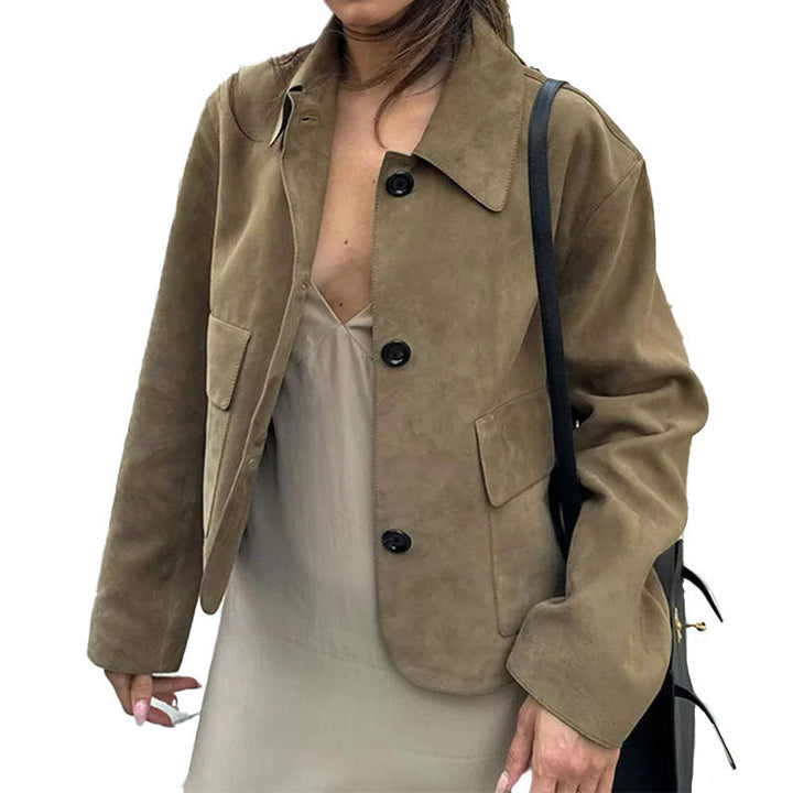 Damen Kurzjacke aus hochwertigem Wildlederimitat W&W Mode