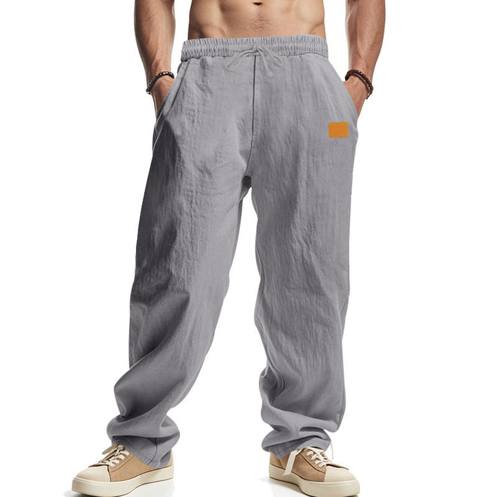 Herren lässige Leinen-Hose mit elastischem Bund und praktischen Taschen W&W Mode