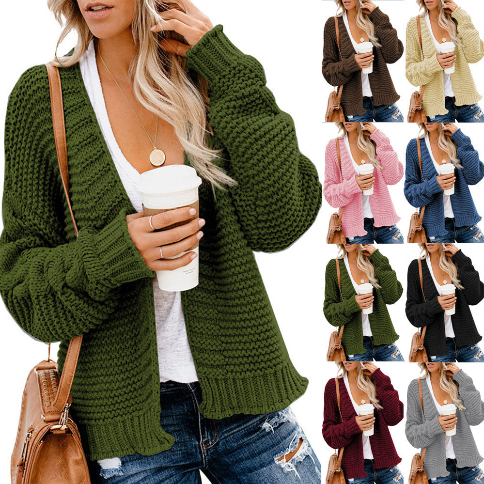 Damen Grobstrick-Cardigan mit lässiger Silhouette und offenen Schnitt WW