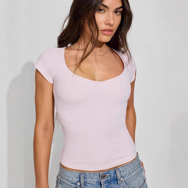 Damen figurbetontes Basic T-Shirt WW