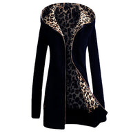 Damen Sportliche Longjacke mit leopardenmuster innen WW