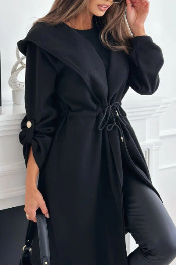 Damen langärmeliger Cardigan mit modischem Wickeldesign und praktischer Taillenschnürung WW